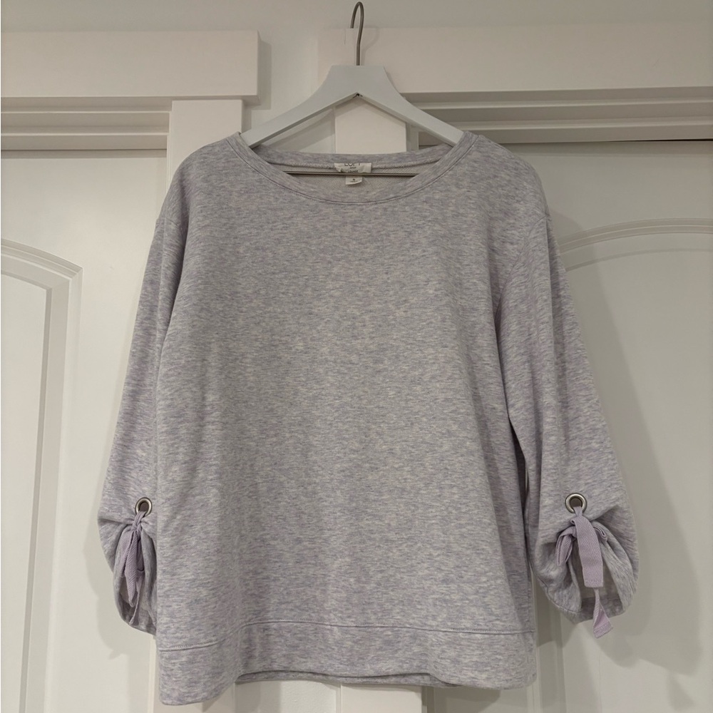 LOFT purple sweatshirt with bow detail. Size S #loungewear #cozy